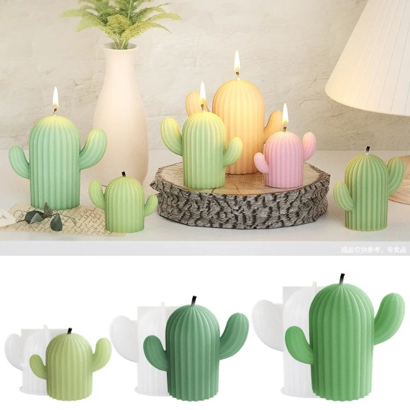 DIY Cactus Candlestick Silicone Mold Aromatherapy Gypsum Potted Plant Ornaments Candle Resin Epoxy Mold Home Decoration Storage