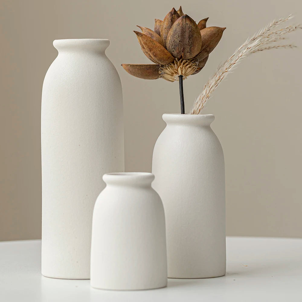 Ceramic Vase,Small Vases for Decor,Set 3 Modern Boho Vases for Flower Pampas,Fit for Living Room Shelf Decor