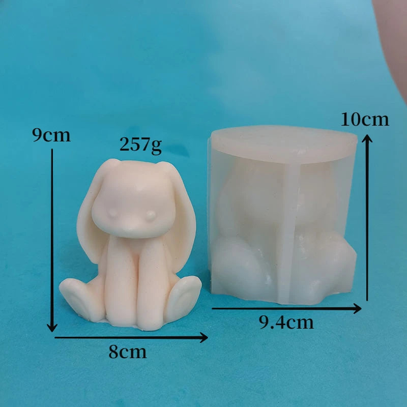 Sitting Rabbit Silicone Candle Mold 3D Cute Rabbit Animal Plaster Resin Soap Candle Making Supplies Home Decor Wedding Gifts