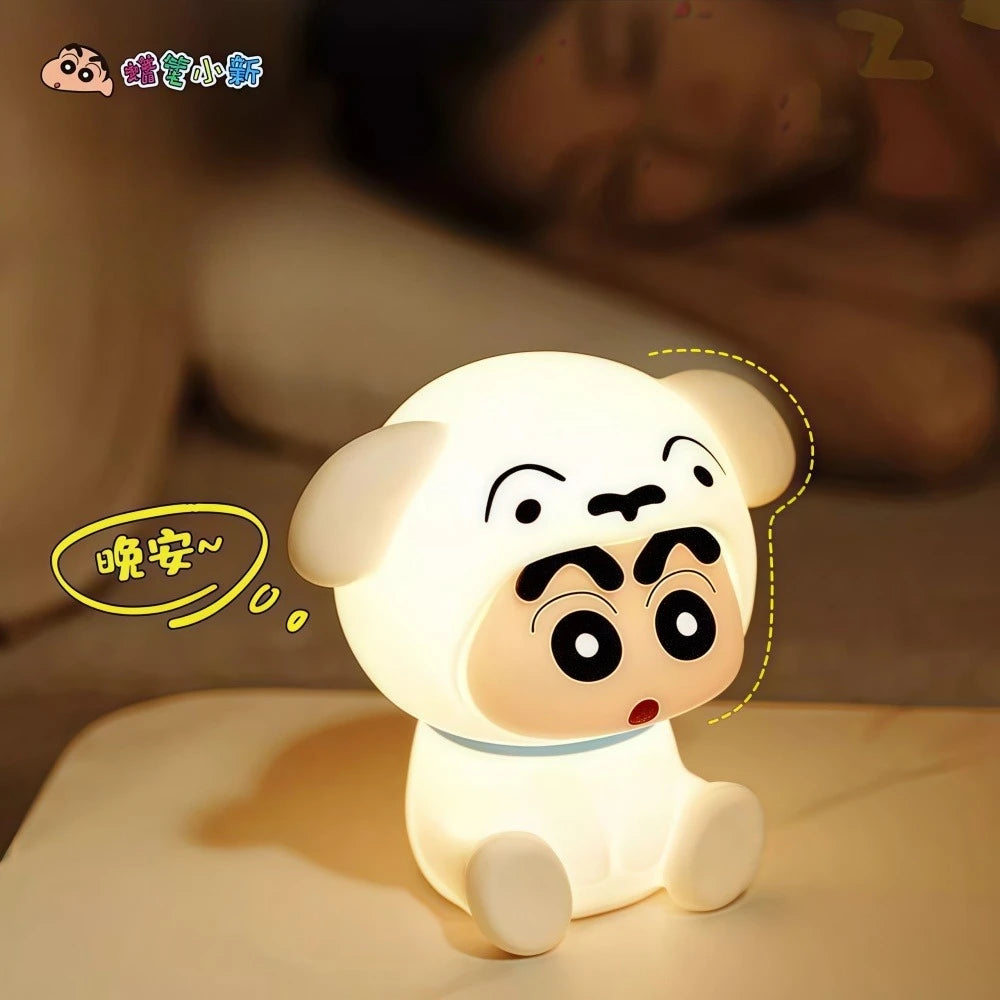 Crayon Shinchan Silicone Night Light 3 Level Dimmable Touch Control Soft Glow Lamp for Kids Room Nursery Decor Desktop Bedside