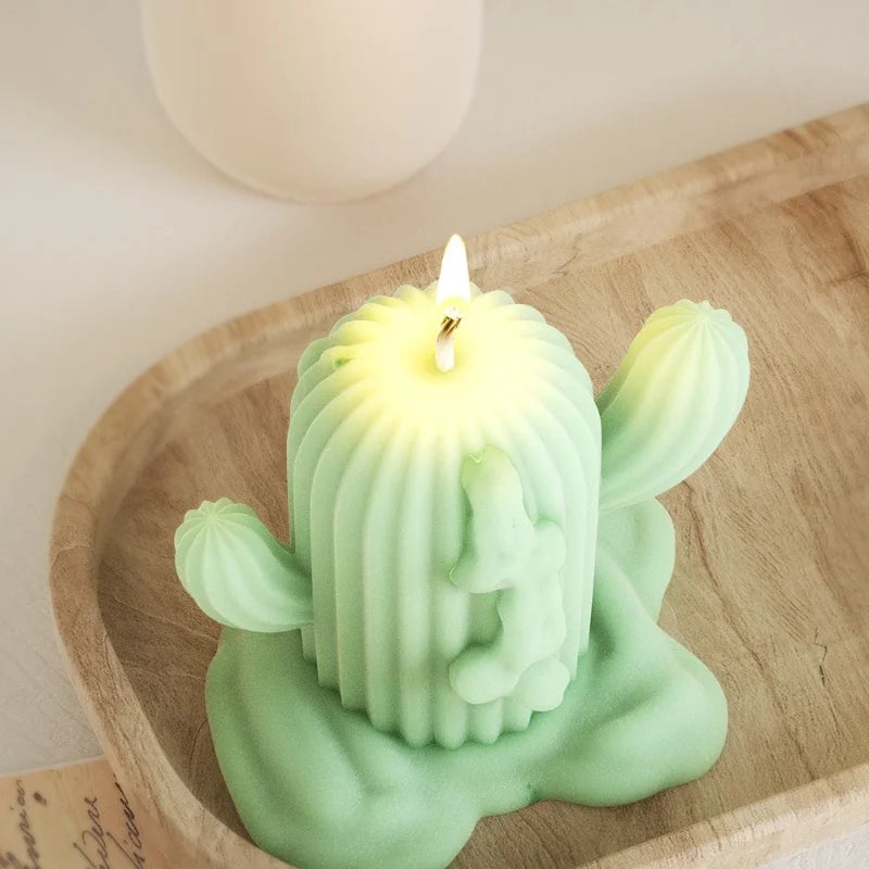 DIY Cactus Candlestick Silicone Mold Aromatherapy Gypsum Potted Plant Ornaments Candle Resin Epoxy Mold Home Decoration Storage