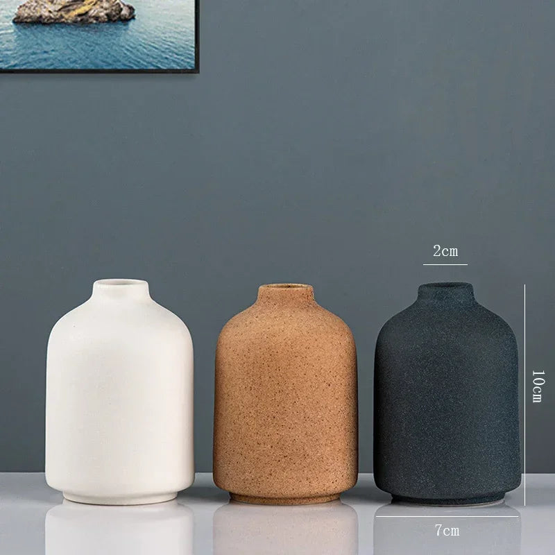 Mini Ceramic Vase Aromatherapy Bottle Ornament Creative Dry Flower Matte Glazed Decoration Hydroponic Small Vase Home Decoration