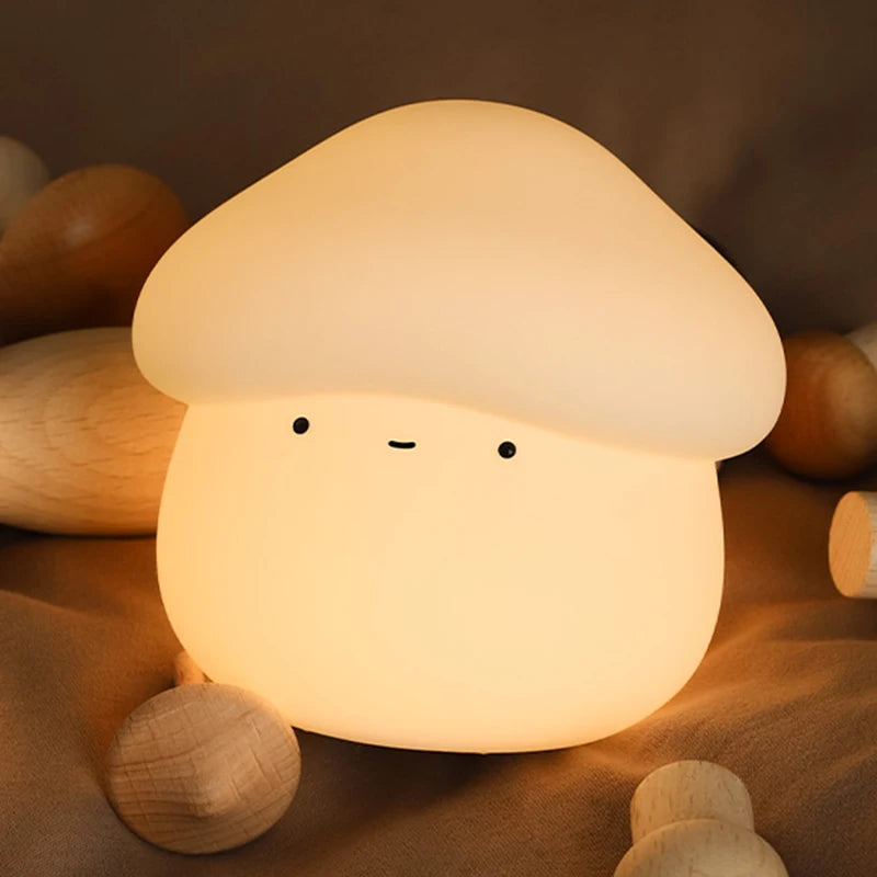 Night Lamp for Kids Mushroom Silicone Night Light Dimmable Timer USB Charging Light Room Decor Children Bedroom Dropshipping