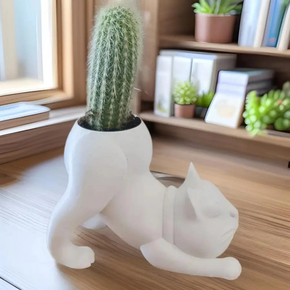 Flower Pot Adorable Cat Bulldog Resin Planters for Succulents Unique Home Office Decor Garden Gift Idea for Plant Lovers