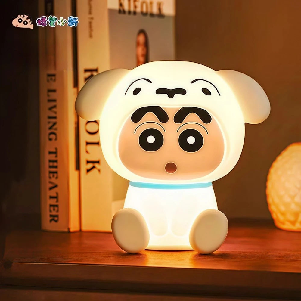 Crayon Shinchan Silicone Night Light 3 Level Dimmable Touch Control Soft Glow Lamp for Kids Room Nursery Decor Desktop Bedside