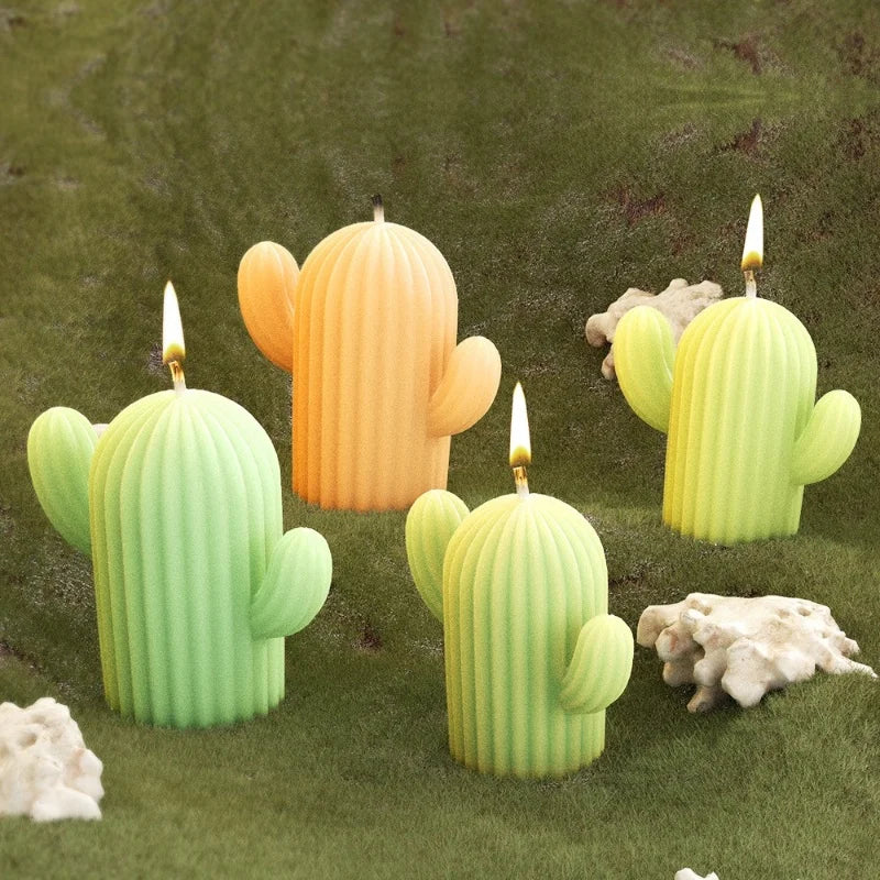 DIY Cactus Candlestick Silicone Mold Aromatherapy Gypsum Potted Plant Ornaments Candle Resin Epoxy Mold Home Decoration Storage