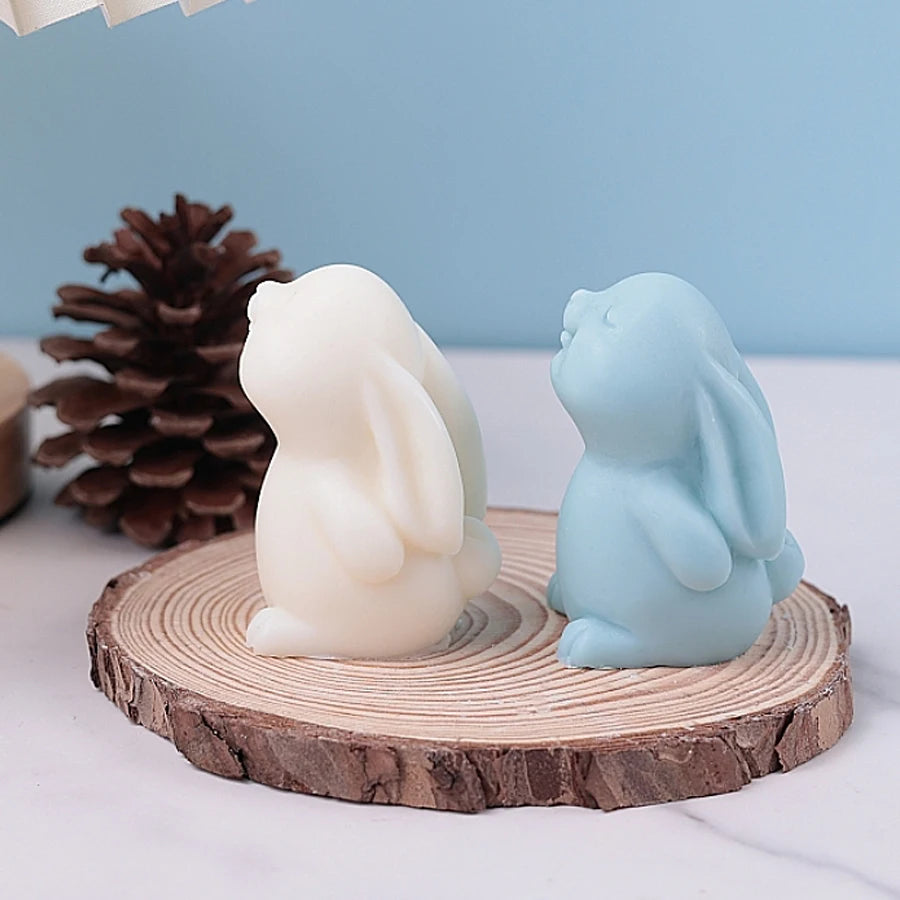 Smiling Rabbit Silicone Candle Molds 3D Cute Animal Crafts Resin Gypsum Soap Mold DIY Chocolate Ice Cake Baking Tool Home Gift