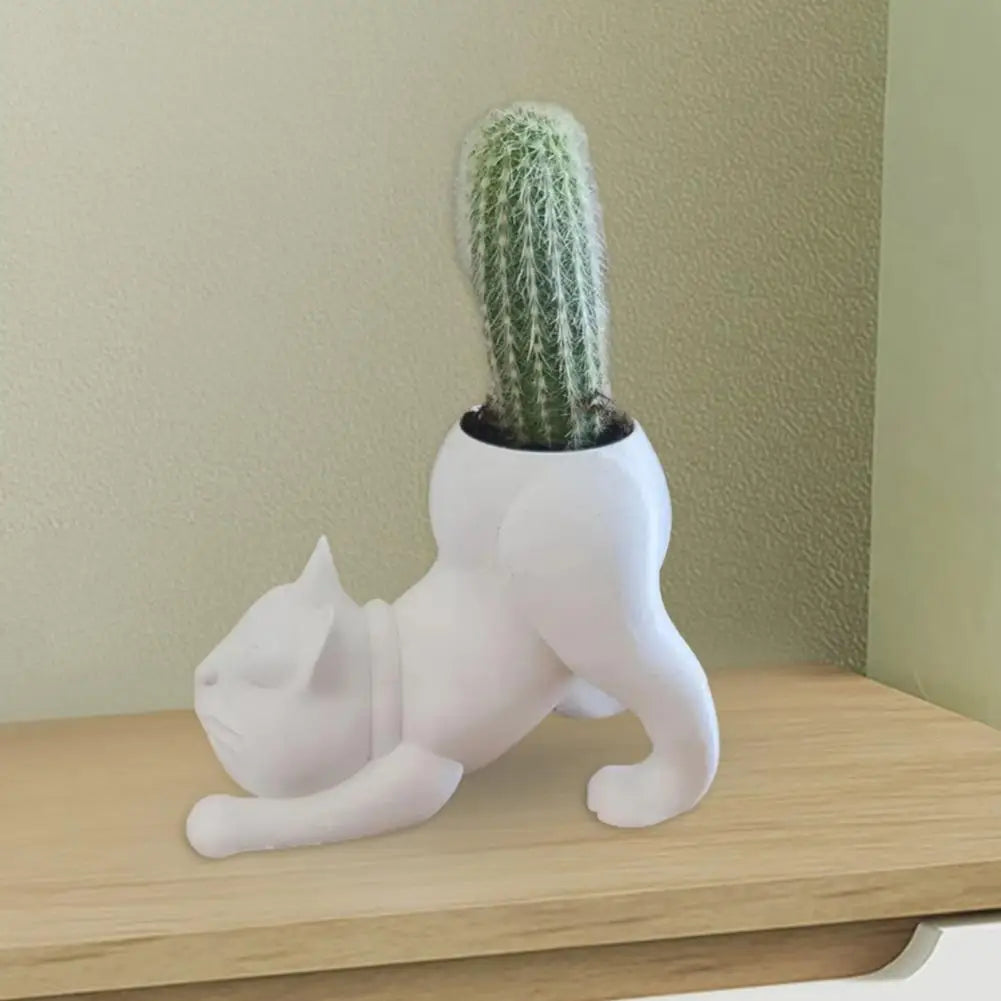 Flower Pot Adorable Cat Bulldog Resin Planters for Succulents Unique Home Office Decor Garden Gift Idea for Plant Lovers