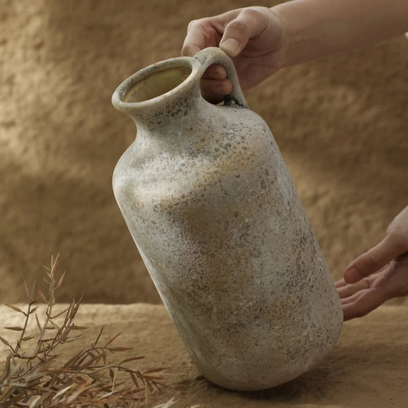 Room decoration Ceramic Vase Vintage Handmade Flower Arrangement Vases Accessories For Home Decor 25.8CM High