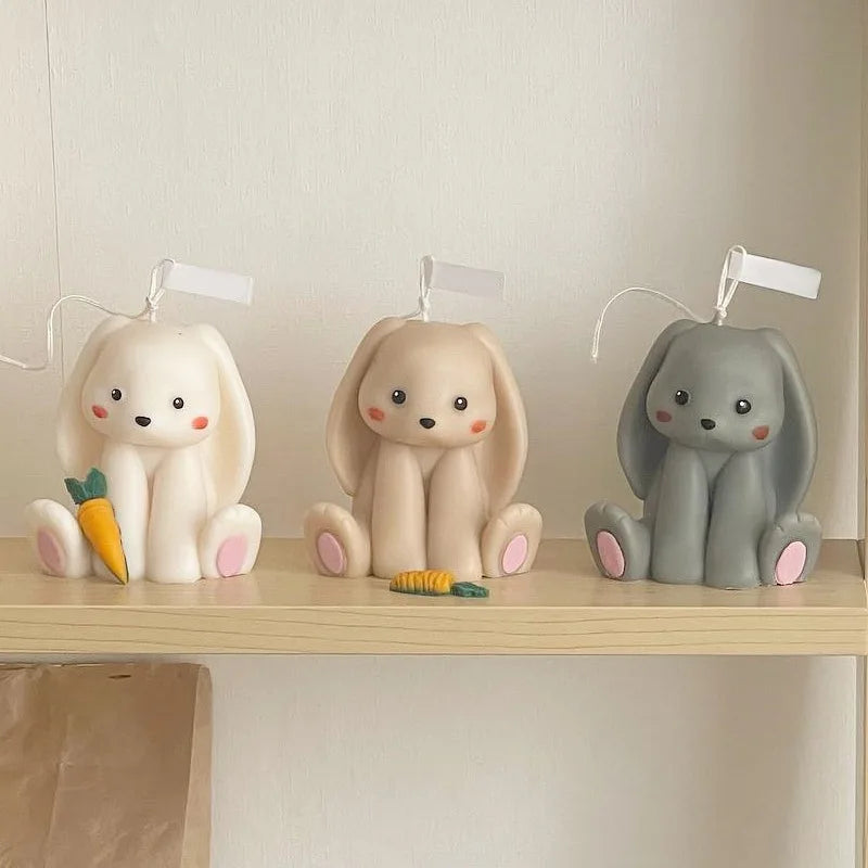 Sitting Rabbit Silicone Candle Mold 3D Cute Rabbit Animal Plaster Resin Soap Candle Making Supplies Home Decor Wedding Gifts