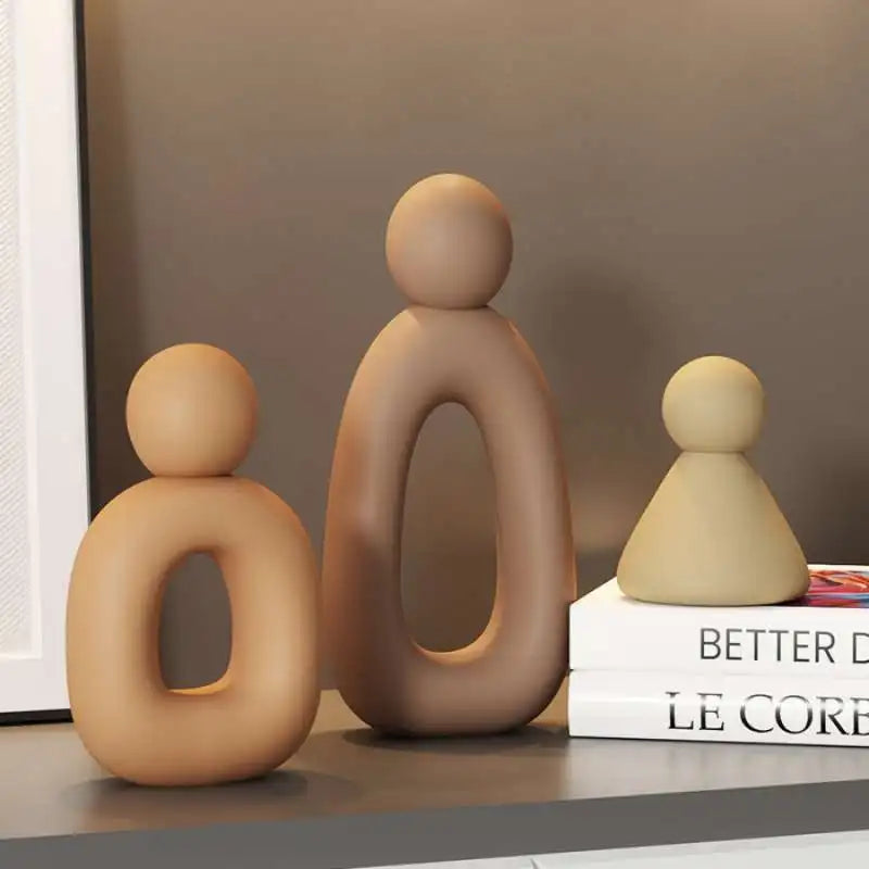 Simple Family Statue Modern Style Home Decor Hollow Sculpture Nordic Living Room Ornaments Bedroom Decoration Figurines Gift
