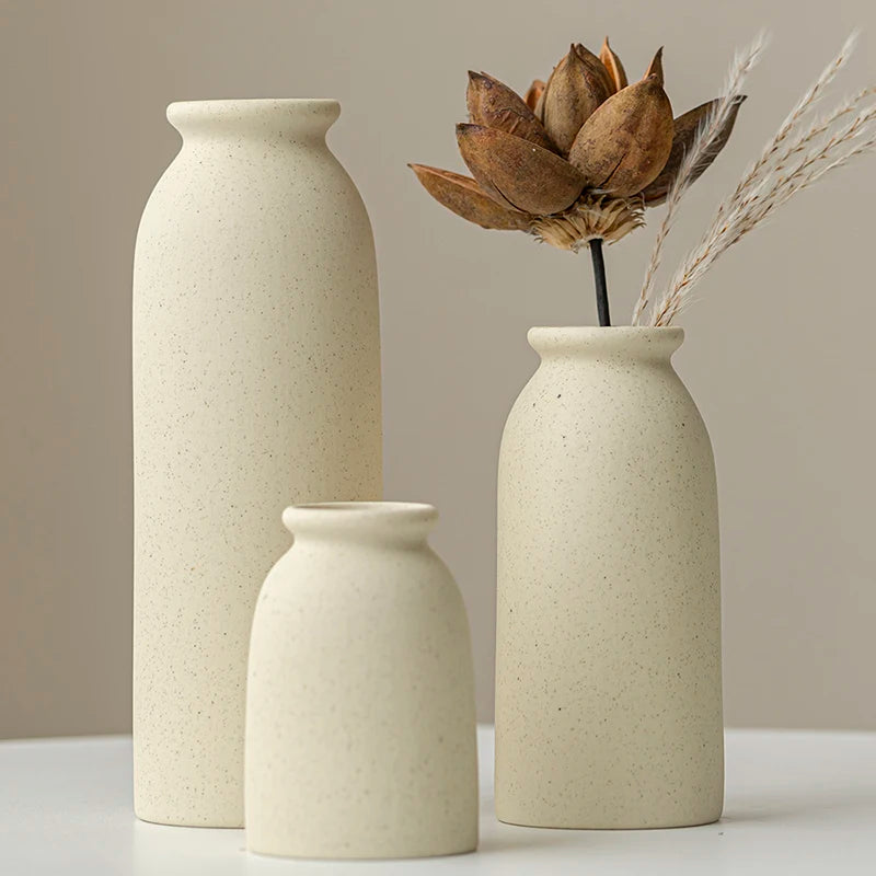 Ceramic Vase,Small Vases for Decor,Set 3 Modern Boho Vases for Flower Pampas,Fit for Living Room Shelf Decor