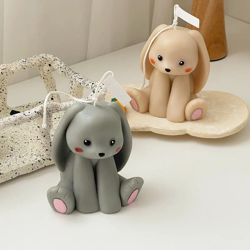 Sitting Rabbit Silicone Candle Mold 3D Cute Rabbit Animal Plaster Resin Soap Candle Making Supplies Home Decor Wedding Gifts