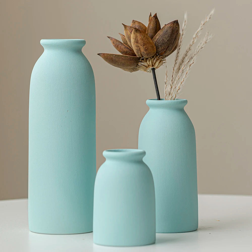 Ceramic Vase,Small Vases for Decor,Set 3 Modern Boho Vases for Flower Pampas,Fit for Living Room Shelf Decor