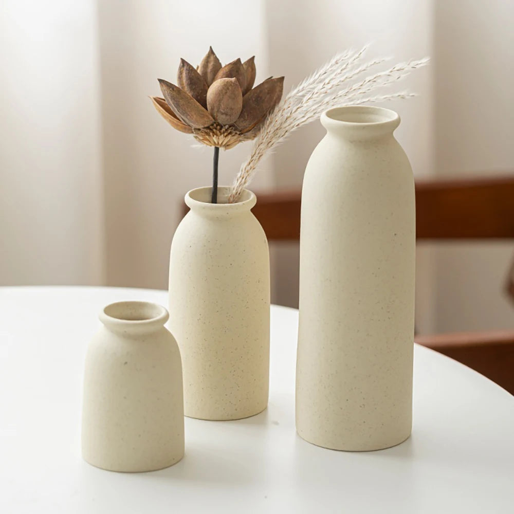 Ceramic Vase,Small Vases for Decor,Set 3 Modern Boho Vases for Flower Pampas,Fit for Living Room Shelf Decor