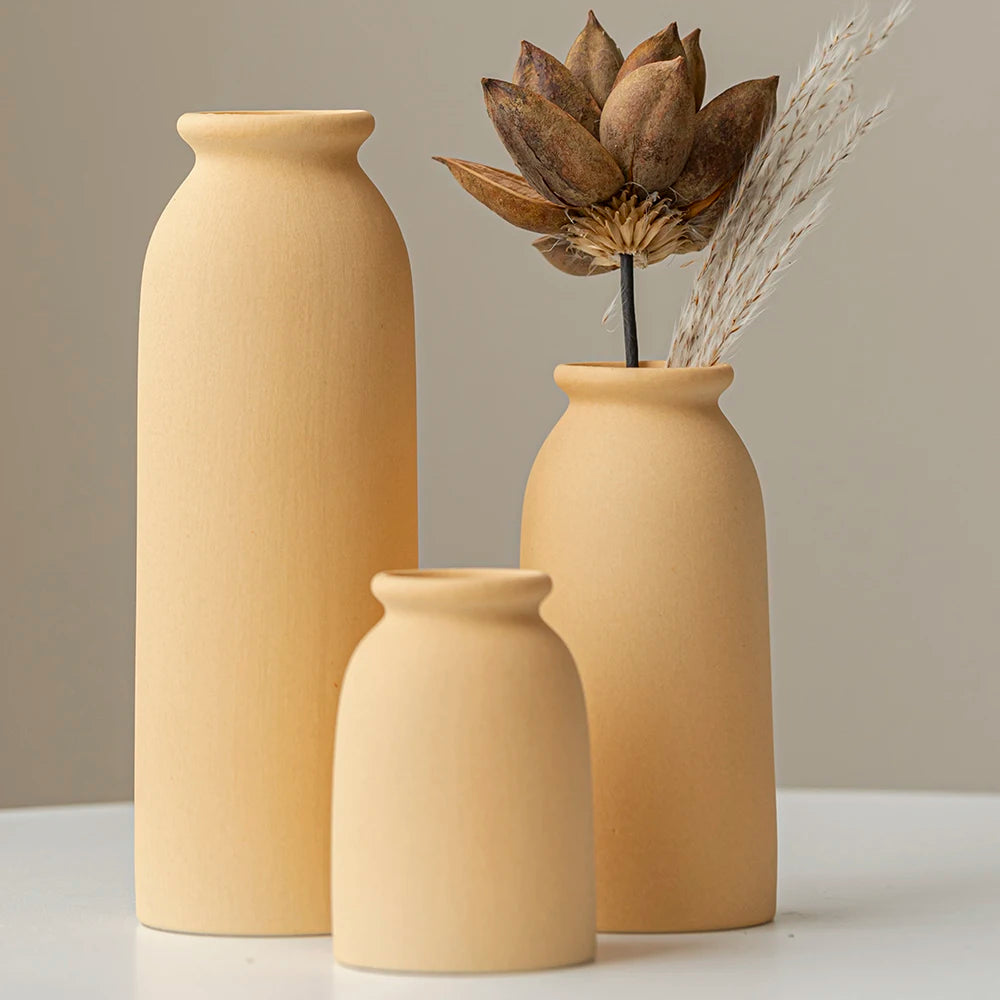 Ceramic Vase,Small Vases for Decor,Set 3 Modern Boho Vases for Flower Pampas,Fit for Living Room Shelf Decor