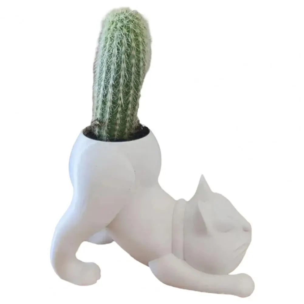 Flower Pot Adorable Cat Bulldog Resin Planters for Succulents Unique Home Office Decor Garden Gift Idea for Plant Lovers