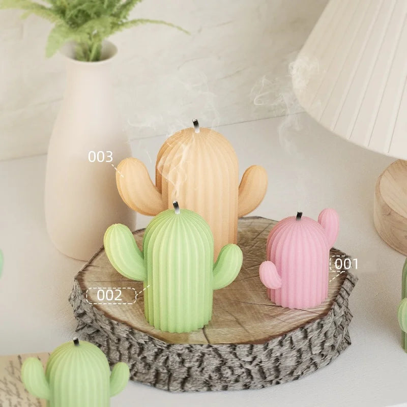 DIY Cactus Candlestick Silicone Mold Aromatherapy Gypsum Potted Plant Ornaments Candle Resin Epoxy Mold Home Decoration Storage