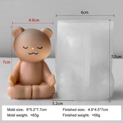DIY Meditating Bears Silicone Mold Handmade Aroma Candle Resin Plaster Mould Gypsum Form Bear Home Decoration Molds