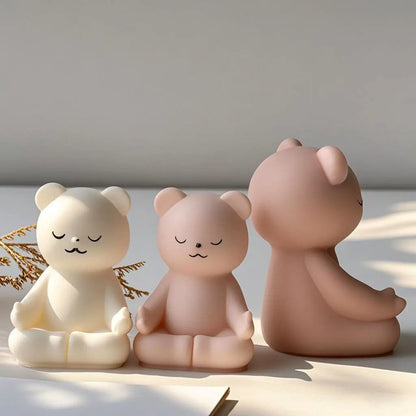 DIY Meditating Bears Silicone Mold Handmade Aroma Candle Resin Plaster Mould Gypsum Form Bear Home Decoration Molds