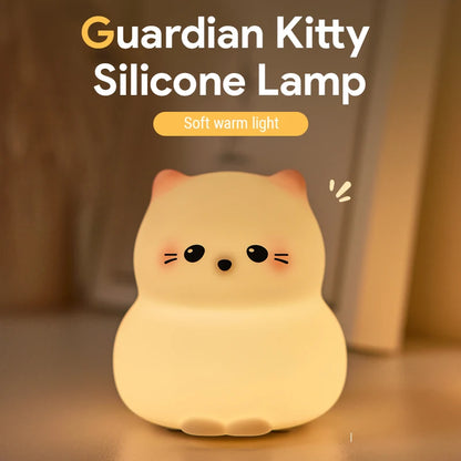 Cute Dog Cat Night Light Cartoon Animal Silicone Lamps USB Rechargeable 3Level Light Adjust Warm Soft Light Birthday Gift Lovely