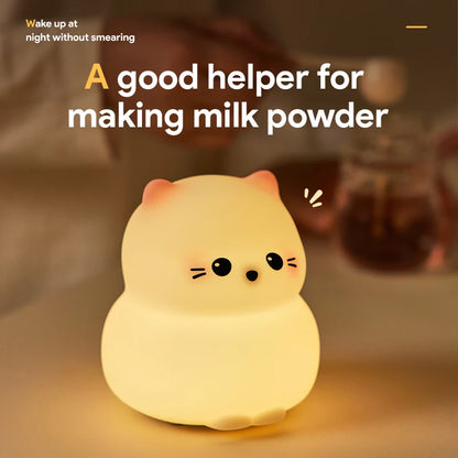Cute Dog Cat Night Light Cartoon Animal Silicone Lamps USB Rechargeable 3Level Light Adjust Warm Soft Light Birthday Gift Lovely