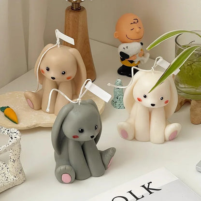 Sitting Rabbit Silicone Candle Mold 3D Cute Rabbit Animal Plaster Resin Soap Candle Making Supplies Home Decor Wedding Gifts