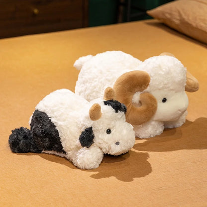 Kawaii Sheep Cow Plush Toy Comfort Soft Animal Throw Pillow Stuffed Animal Toy Sofa Room Decor for Kids Girls Boys Birthday Gift