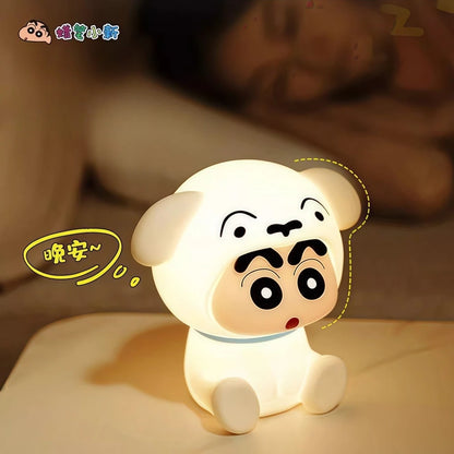Crayon Shinchan Silicone Night Light 3 Level Dimmable Touch Control Soft Glow Lamp for Kids Room Nursery Decor Desktop Bedside