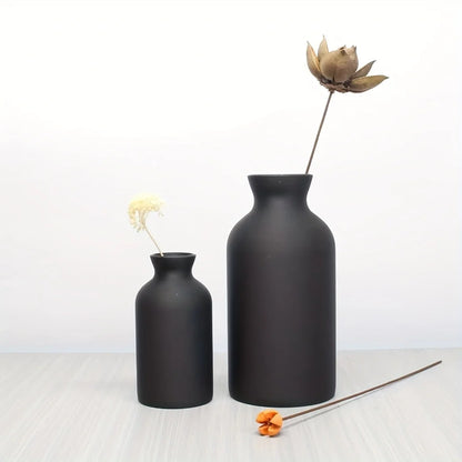 2 Elegant Black Plastic Vases - Bohemian Decorative Centerpiece for Home, Office and Living Room