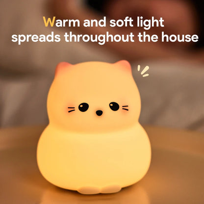 Cute Dog Cat Night Light Cartoon Animal Silicone Lamps USB Rechargeable 3Level Light Adjust Warm Soft Light Birthday Gift Lovely