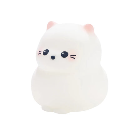 Cute Dog Cat Night Light Cartoon Animal Silicone Lamps USB Rechargeable 3Level Light Adjust Warm Soft Light Birthday Gift Lovely