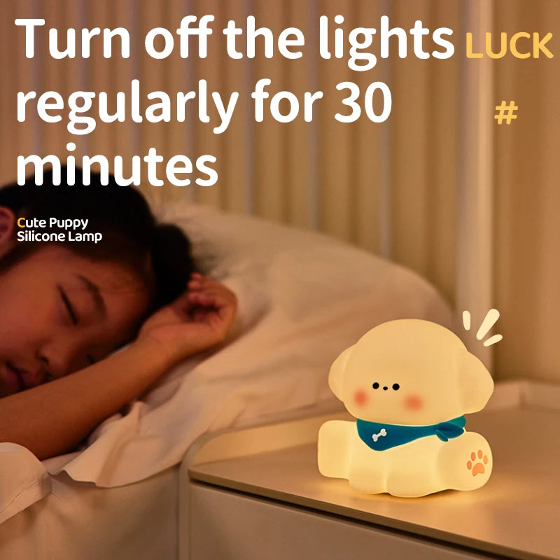 Cute Dog Cat Night Light Cartoon Animal Silicone Lamps USB Rechargeable 3Level Light Adjust Warm Soft Light Birthday Gift Lovely