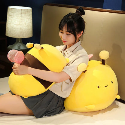 Kawaii Bee Plush Pillows Stuffed Cartoon Animals Plushie Super Soft Hugging Pillow Bedding Sleeping Cute Birthday Gifts for Kids