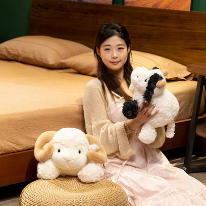Kawaii Sheep Cow Plush Toy Comfort Soft Animal Throw Pillow Stuffed Animal Toy Sofa Room Decor for Kids Girls Boys Birthday Gift