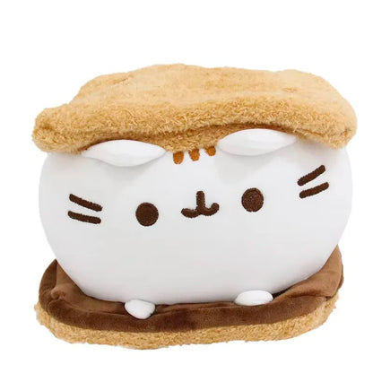Kawaii Chocolate Cookie Fat Cat Plushies Soft Stuffed Animal Pillow Accompany Sleep Toy Home Decoration Toys Kids Birthday Gifts