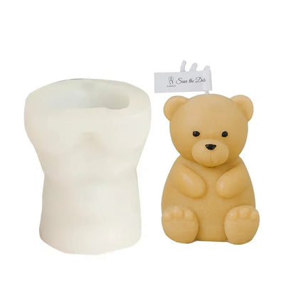 Small Bear Candle Silicone Mold 3D Cute Sitting Bear Gypsum Resin Handicraft Cement Mould DIY Animal Soap To Make Festival Gifts