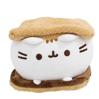 Kawaii Chocolate Cookie Fat Cat Plushies Soft Stuffed Animal Pillow Accompany Sleep Toy Home Decoration Toys Kids Birthday Gifts