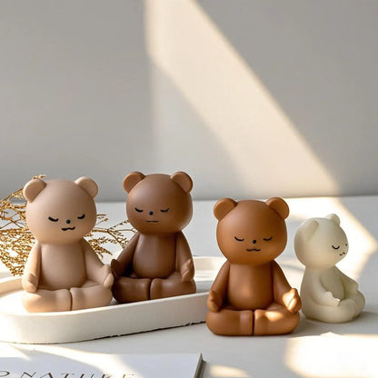DIY Meditating Bears Silicone Mold Handmade Aroma Candle Resin Plaster Mould Gypsum Form Bear Home Decoration Molds
