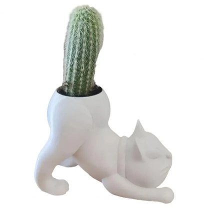 Flower Pot Adorable Cat Bulldog Resin Planters for Succulents Unique Home Office Decor Garden Gift Idea for Plant Lovers