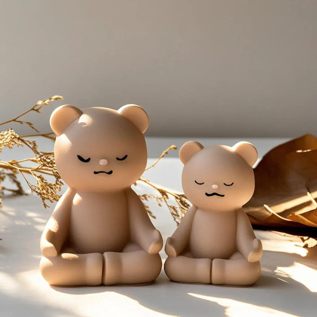 DIY Meditating Bears Silicone Mold Handmade Aroma Candle Resin Plaster Mould Gypsum Form Bear Home Decoration Molds