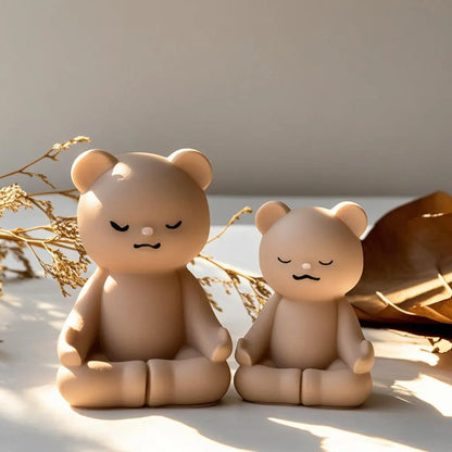 DIY Meditating Bears Silicone Mold Handmade Aroma Candle Resin Plaster Mould Gypsum Form Bear Home Decoration Molds