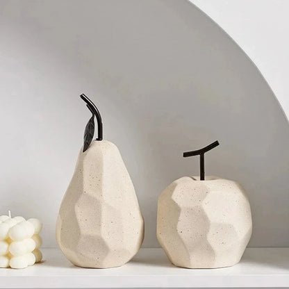 Nordic Sculpture Ceramic Apple Pear Figurines Home Decor Accessories Fruit Ornaments For Interior Office Desk