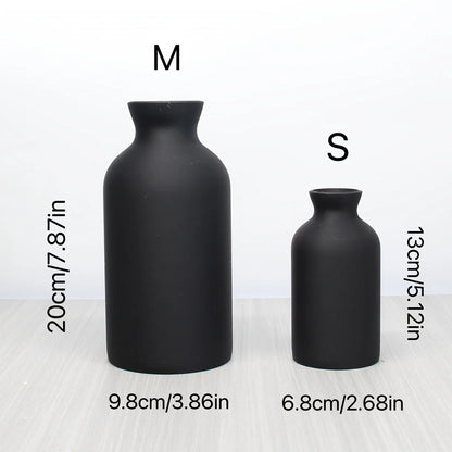 2 Elegant Black Plastic Vases - Bohemian Decorative Centerpiece for Home, Office and Living Room